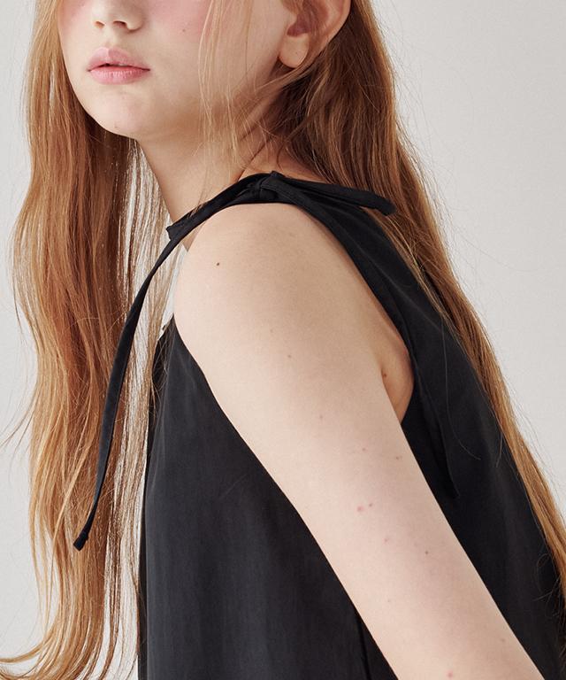 Ronron Shoulder String Pumpkin Mini Dress Black