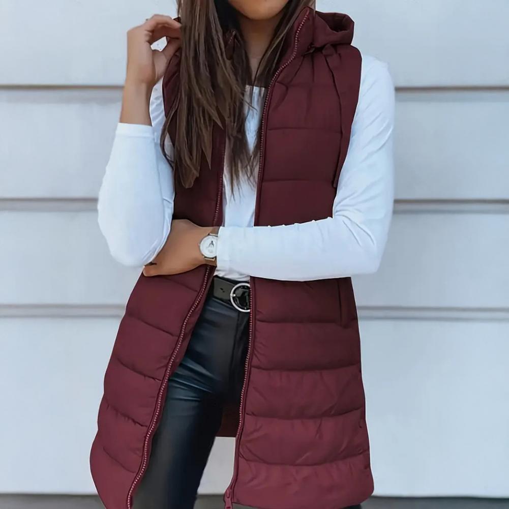 Women Down Vest Women's Puffer Vest Casual Zip Up Quilted Padded Vest Hooded Sleeveless Jacket Winter Warm Outerwear