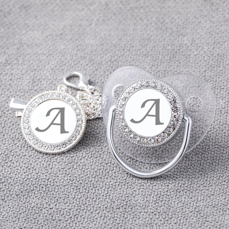 Transparenter Silber-Strassstein-Buchstaben-Schnuller mit Staubschutz