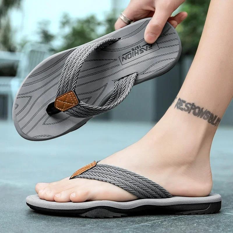 Men Flip Flop Fashion Mens Sandals Outdoor Soft Summer Slippers Size 39-46 Non-slip Outside Wear Thick Bottom Beach Shoes Slides