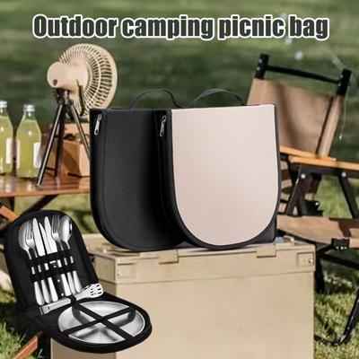 Geantă de depozitare pentru veselă Pânză Oxford Impermeabilă Fermoar Compartimentare Multifuncțională Design Pliabil Portabil Geantă de Depozitare pentru Camping