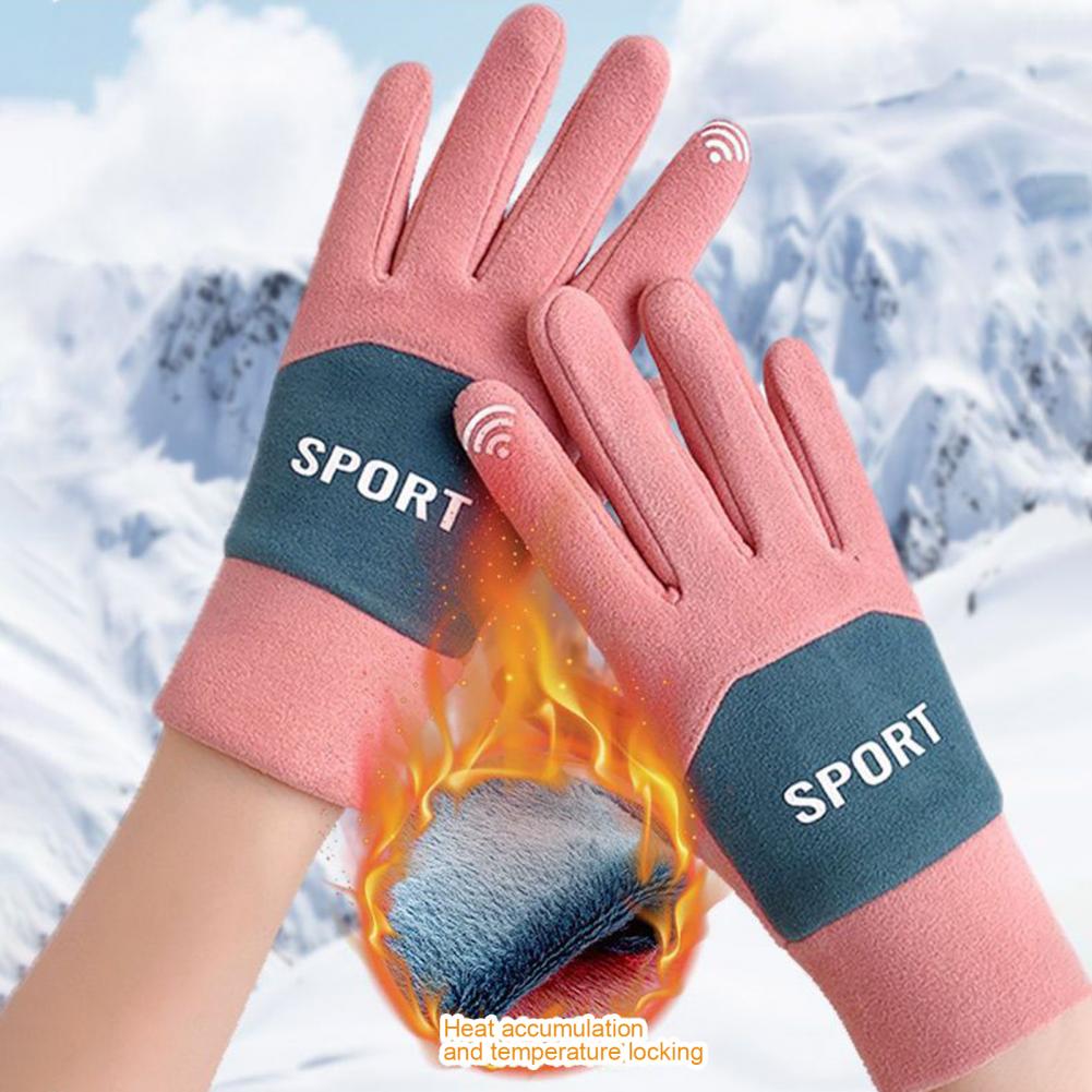 1 Pair Popular Cycling Gloves Sporty Sport Gloves Touch Screen Keep Warm Full Finger Ridding Ski Gloves