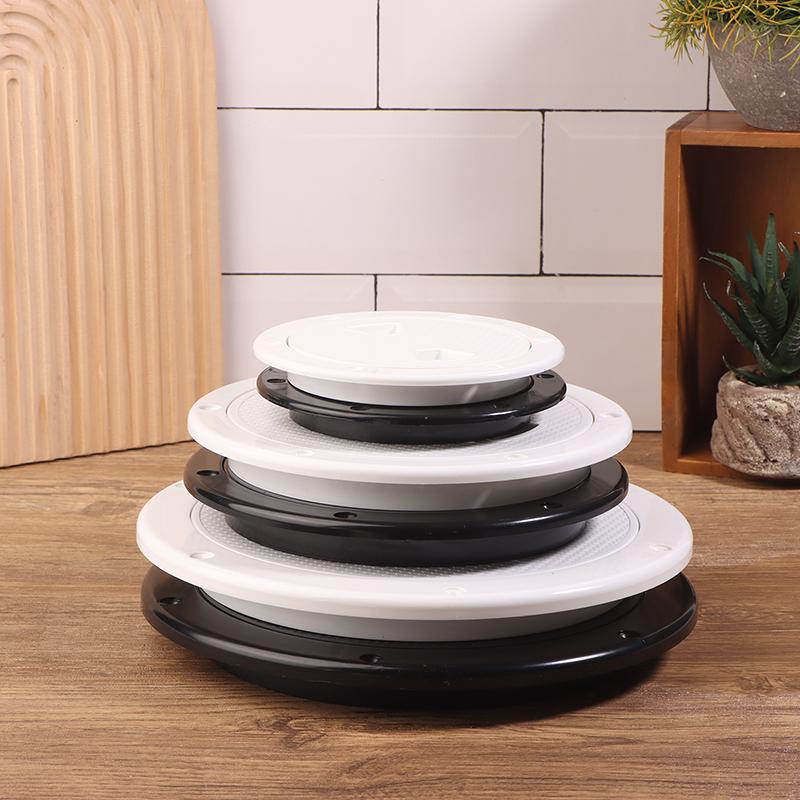 4/6/8In ABS Plastic White Black Round Deck Inspection Plate Hatch Cover Deck Plate Non Slip Detachable For Marine RV Yacht Boat