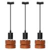 Aiwode Brown Wooden Circle Pendant Light, for Ceiling Mounts, E26 Base, Adjustable Length, Locking Mechanism To Prevent Falling, Thick Rope,