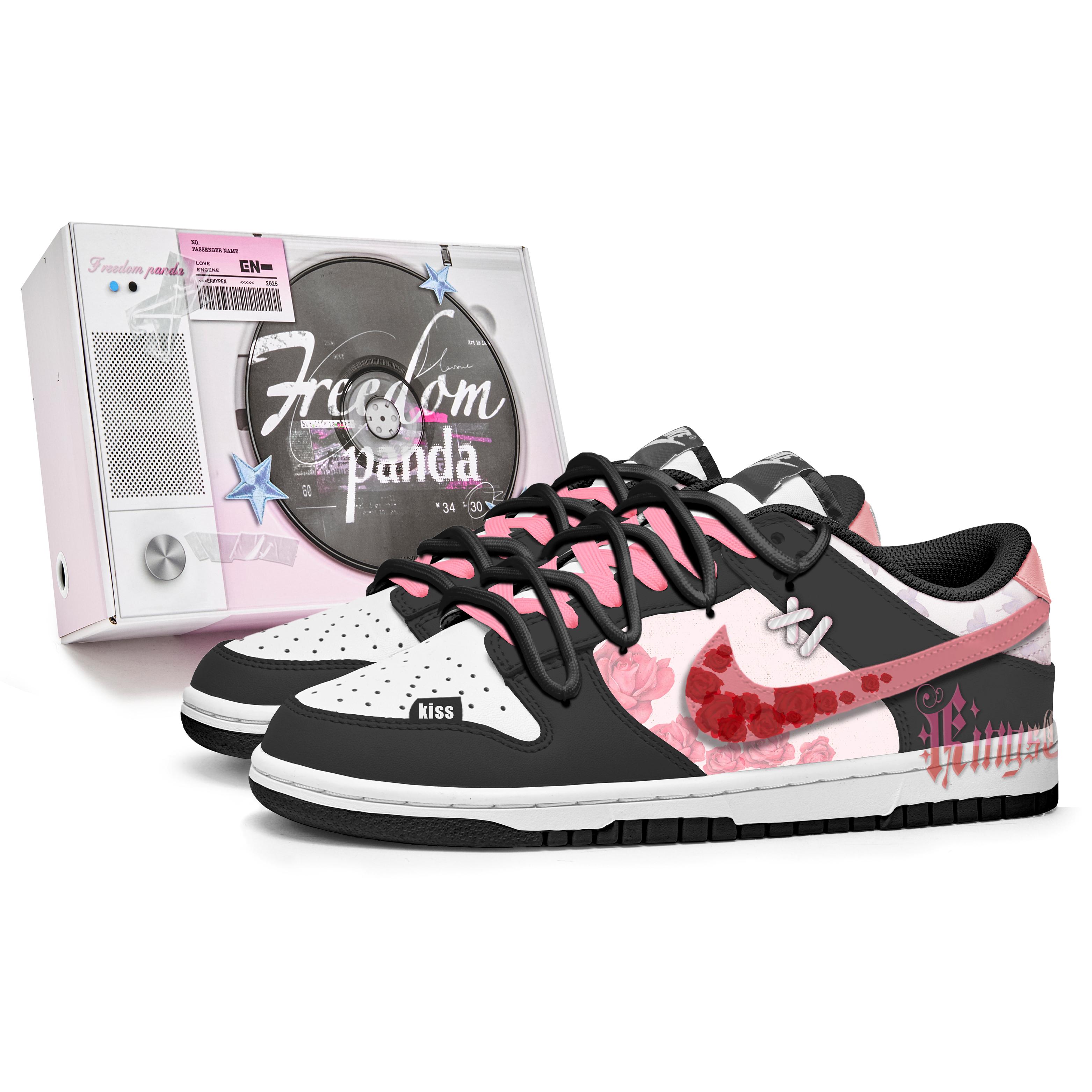 

Nike Dunk Freedom Panda, Box, Thorn Rose Slip Resistant Abrasion Resistant Low top Skateboard Shoes Unisex Black Pink DD1391-100(Team202--BOX) 40