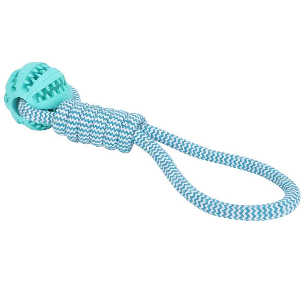Cotton Rope Outdoor Ball Dog Leakage Clean Teething Rubber Chewing Toys Pet SupplyBlue
