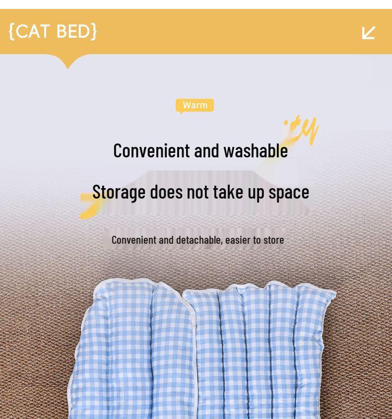 Warm Thickened Enclosed Pet Bed - Detachable, Washable Plaid for Cats & Dogs