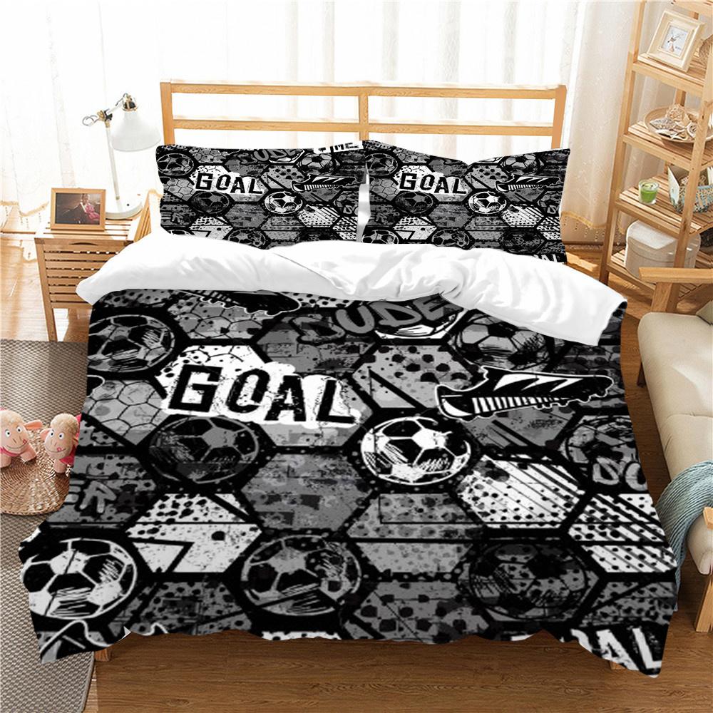 

Комплект постельного белья с изображением футбола и наволочкой, домашний текстиль, пододеяльник, уникальный дизайн, 2/3 шт., покрывало на кровать, костюм EU Single 135x200cm