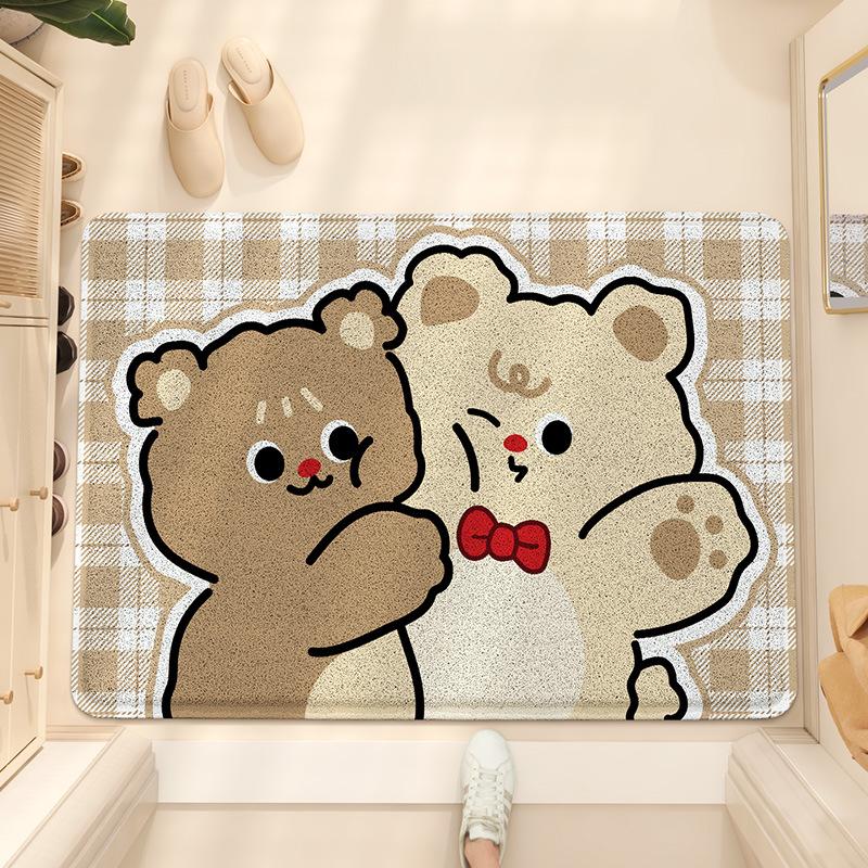 Cartoon Animal Floor Mat Entry Door Dirt-resistant Dust Removal Sand Scraping PVC Wire Ring Home Entrance Door Carpet