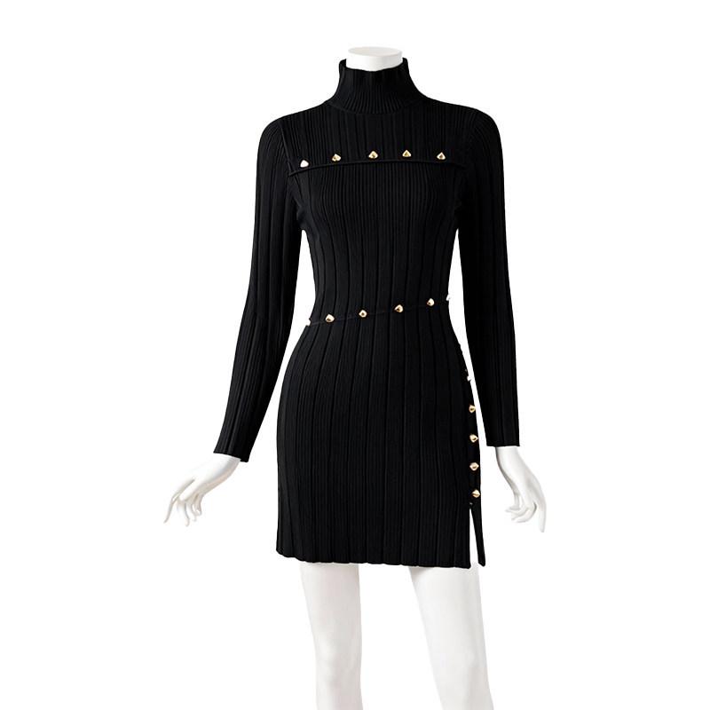 2025 Fashionable Slim-fit Red Knit Winter Dress for Women - Elegant, Versatile & Waist-Cinching S