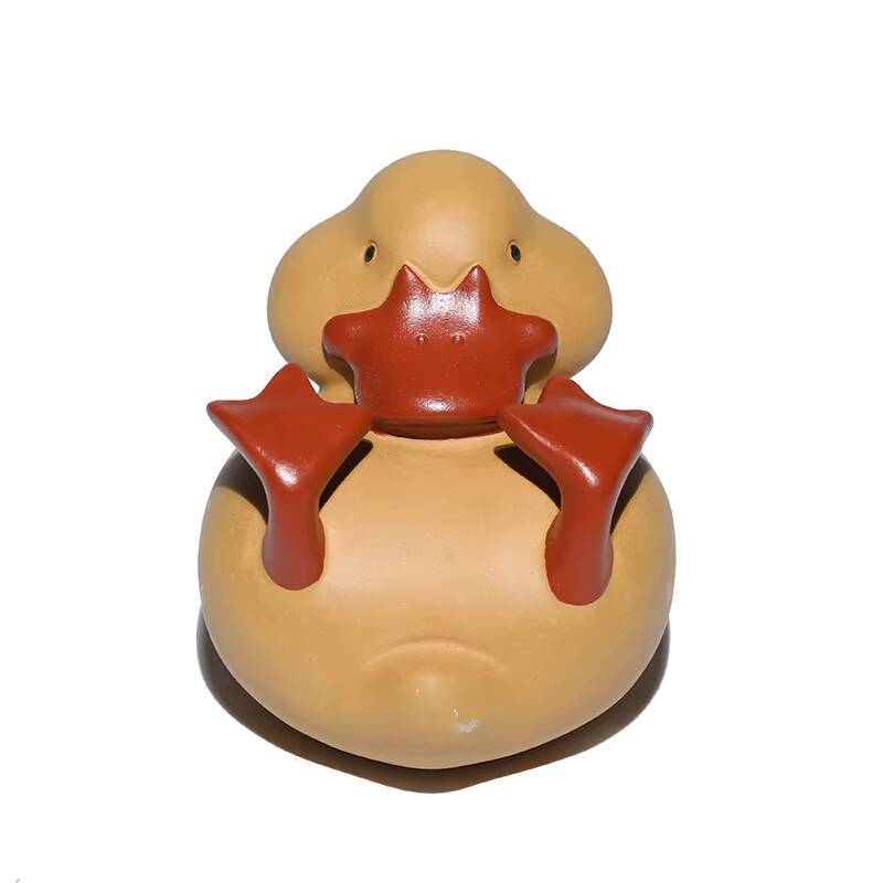 Креативный держатель-крышка для чайника в виде маленькой желтой уточки, каркас-подставка для крышки из исинской фиолетовой глины, полка для крышки чайника из циша, чайный питомец, чайный набор, коллекция произведений искусства