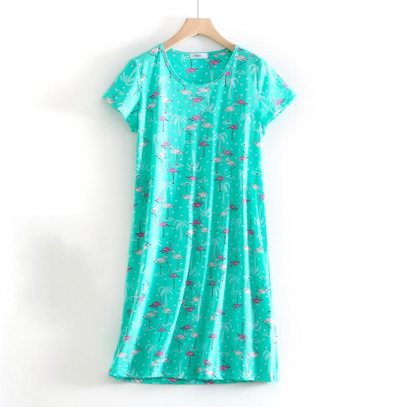 Plus size Estate Donna Camicia da notte Manica corta Simpatico cartone animato pigiameria dolce O Collo Camicie da notte Pigiama Pigiama da donna in cotone