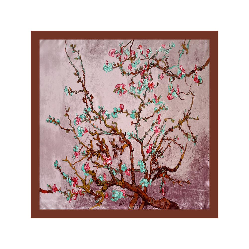 90cm Women’s Scarf – New Style Headscarf, Vintage Print Shawl, Rayon Satin Square Scarf