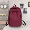 Soft Leather Schoolbag Solid Color Student Backpack Women's Large Capacity Backpack Men Computer Travel Backpack