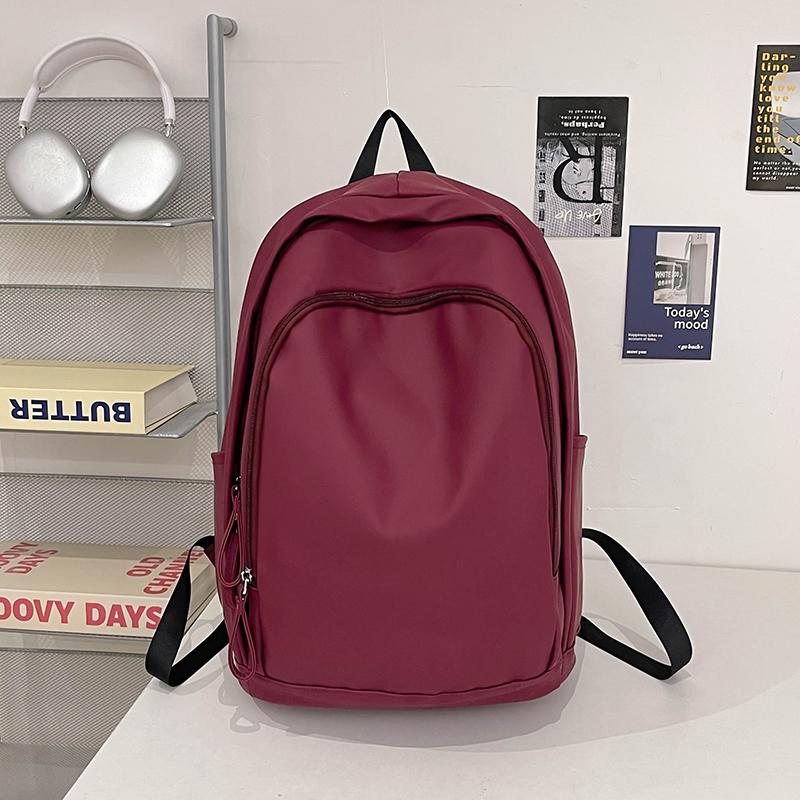Soft Leather Schoolbag Solid Color Student Backpack Women's Large Capacity Backpack Men Computer Travel Backpack