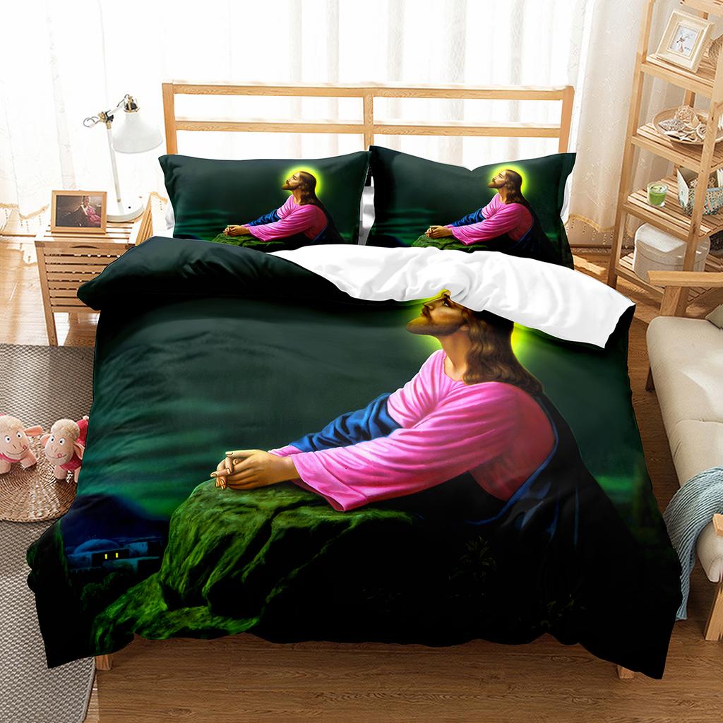 Comforter Christianity Bible Jesus Theme Religion Christian Cross Black Polyester King For Kids Adults