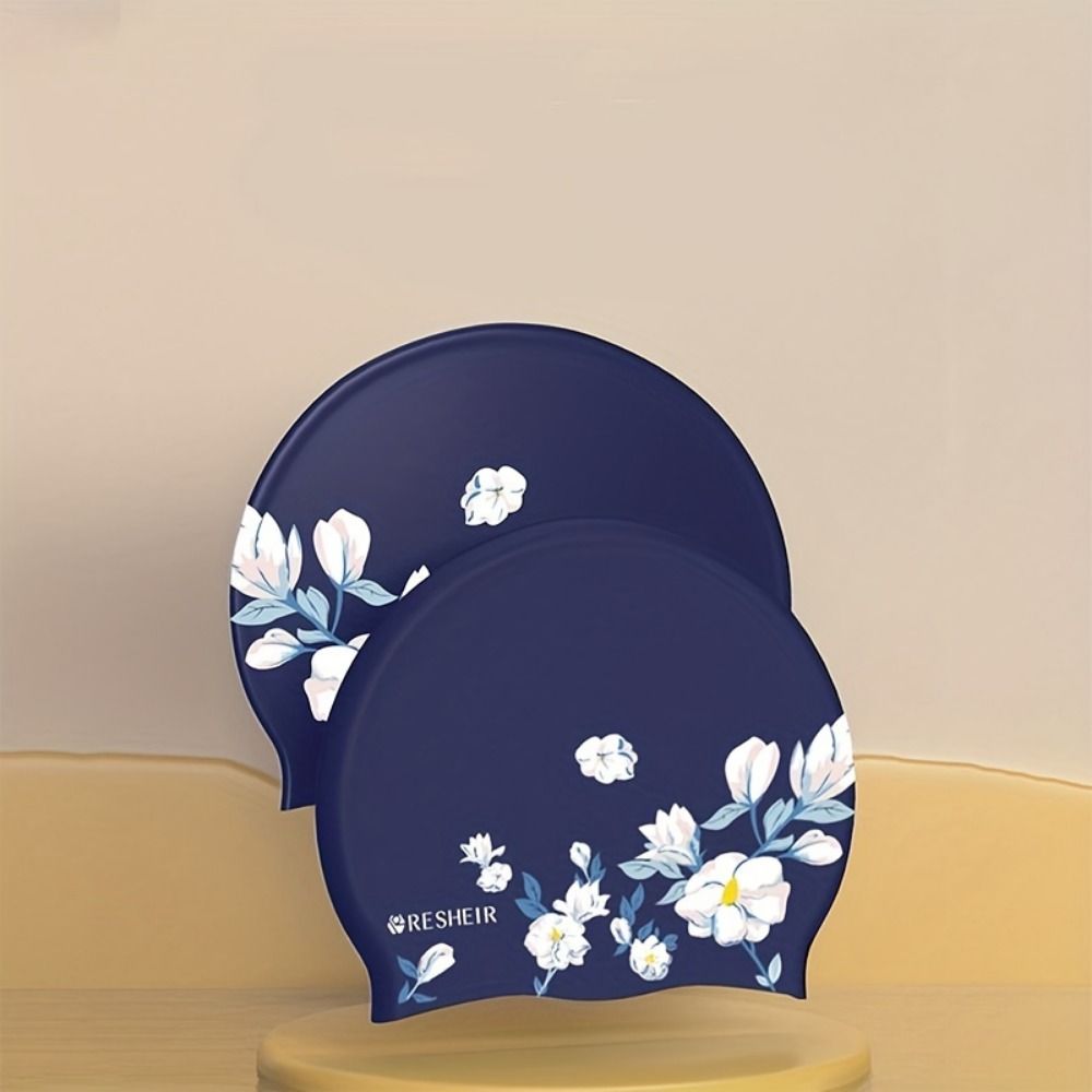 Vintage Style Silicone Swimming Cap Rose Flower Printed Swimming Cap Swimming Hat  Water Sports