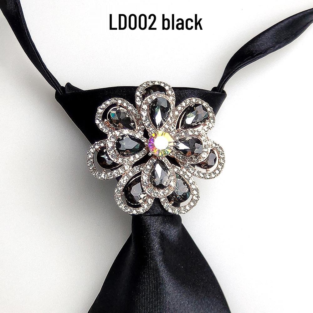 Japanese Style Women's Rhinestone Bow Tie Collar for Shirts