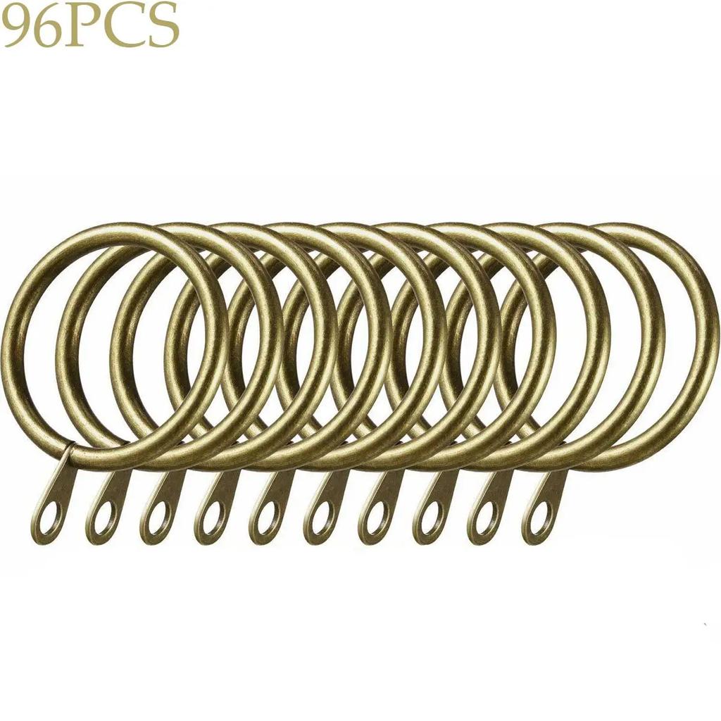 Metal Curtain Rings, Hanging Hooks for Curtains, Rods, Pole Voile, Heavy Duty Rings, 6Pcs, 96Pcs