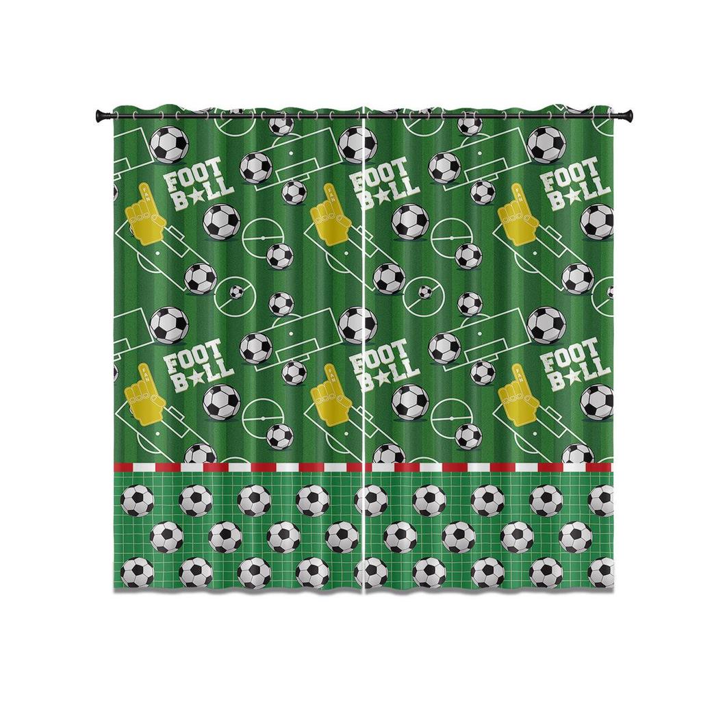 World Cup Football Pattern Blackout Curtain for Boys' Bedroom - High Heat Insulation, Custom Size Available