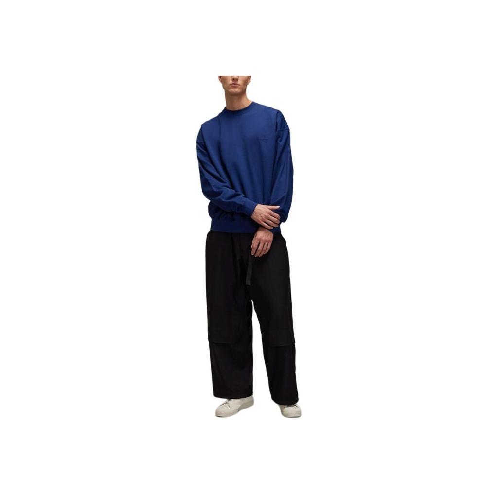 Y-3 Solid Color Round Neck Drop Shoulder Long Sleeve Sweatshirt Men Sweatshirt Dark-Blue JM7867