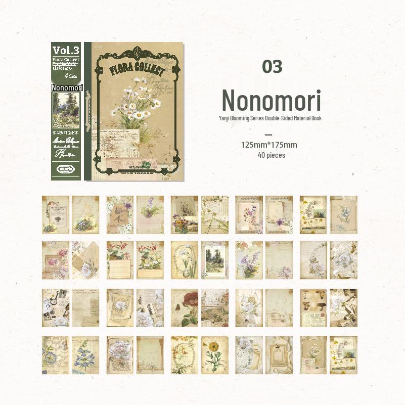 Yanji Retro Floral Journal Stickers - 40 Sheets, 8 Designs