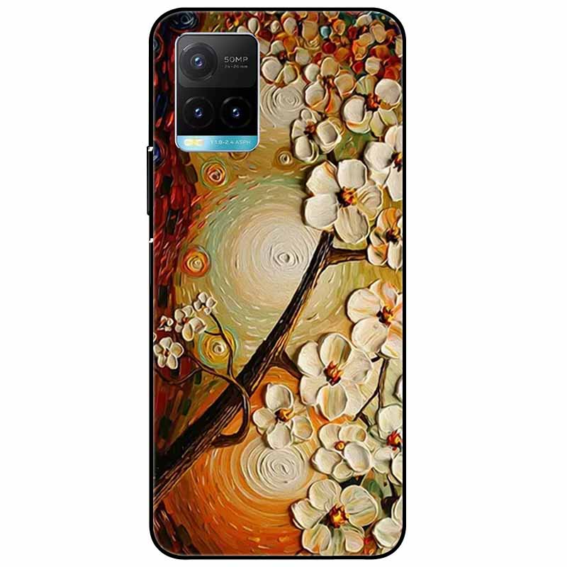 Für vivo Y33s Hülle Y 33s Silikon Weich Bemalt Katze Schwarze Hüllen für Vivo V2109 Y33S Rückseite TPU Hülle für VIVOY33s Cartoon