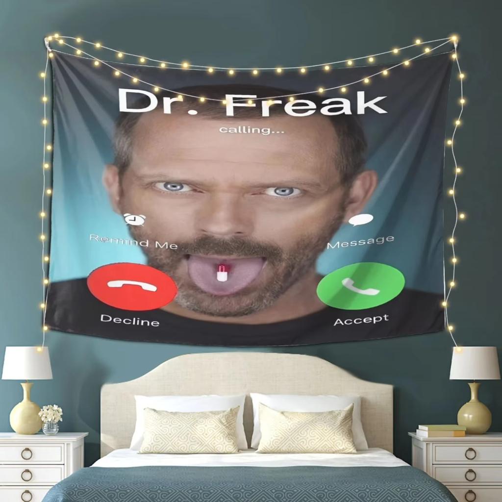 Dr Freak House MD Tapestry Vibrant Polyester Wall Hanging Playful Design for Bedroom Dorm Home Office Decor