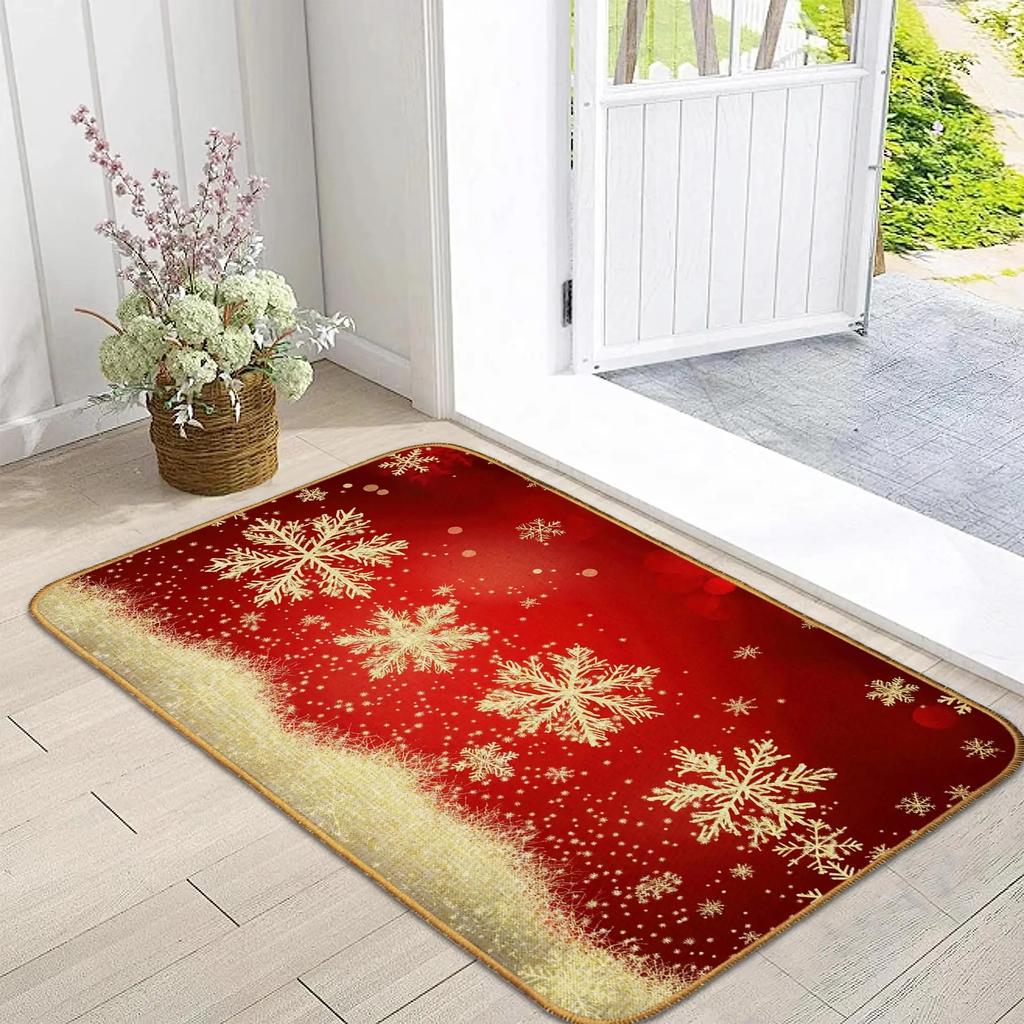 Christmas Snowflakes Doormat Floor Mat For Indoor Outdoor Welcome Mats Stair Porch Garden Kitchen Home Bedroom Decoration