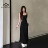 Sexy Slim-fit High Waist Sling Dress Women's Summer New Tight Waist Slimming Shoulder Inner Base Solid Color Long Dress