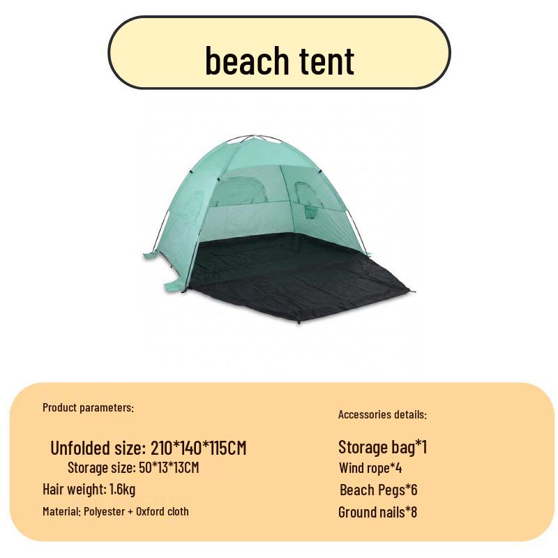 Beach Park Ultra-Light Sunshade Tent for 2-4 People, Easy Assembly, Breathable, 1.6kg