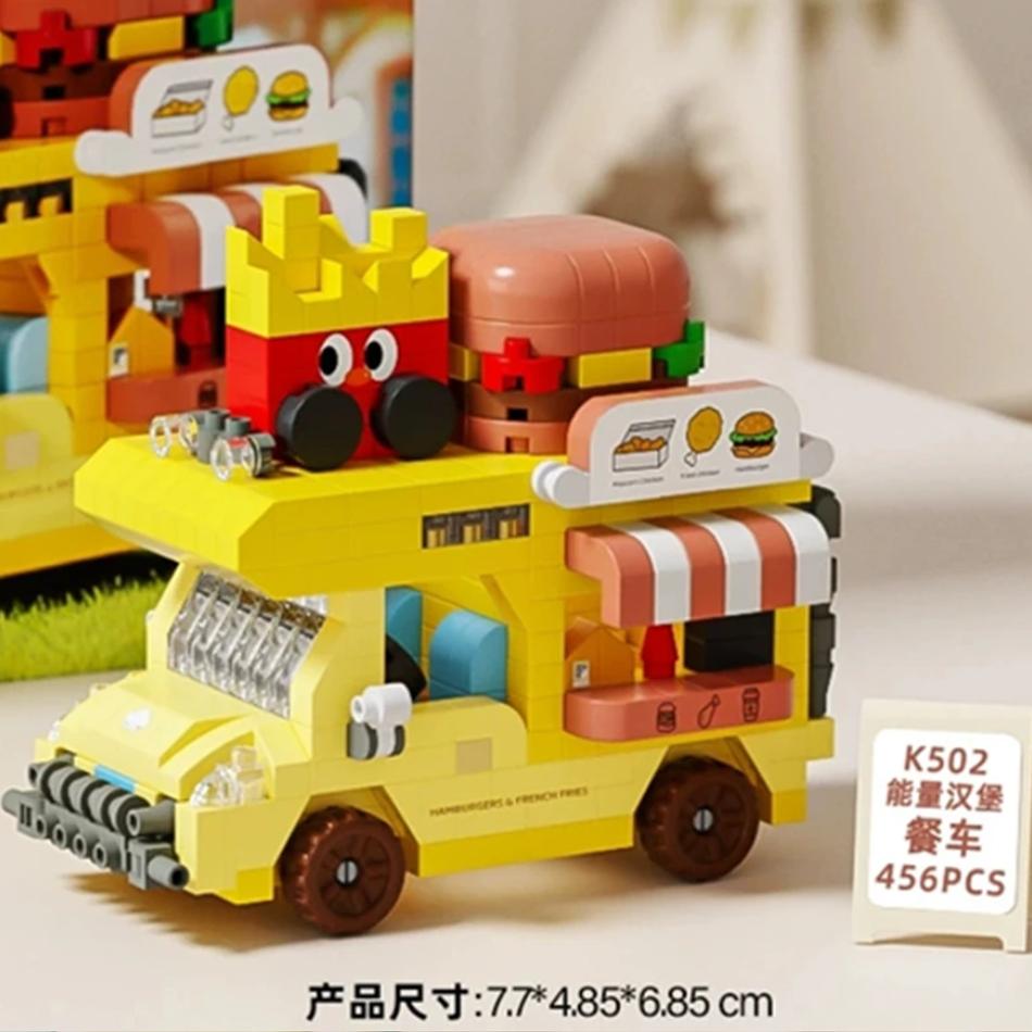 

Hot Diy Car Food Truck Fruit Ice Cream Store Flower Street View Building Blocks Kit Girls Bricks Model Kids Toy Children