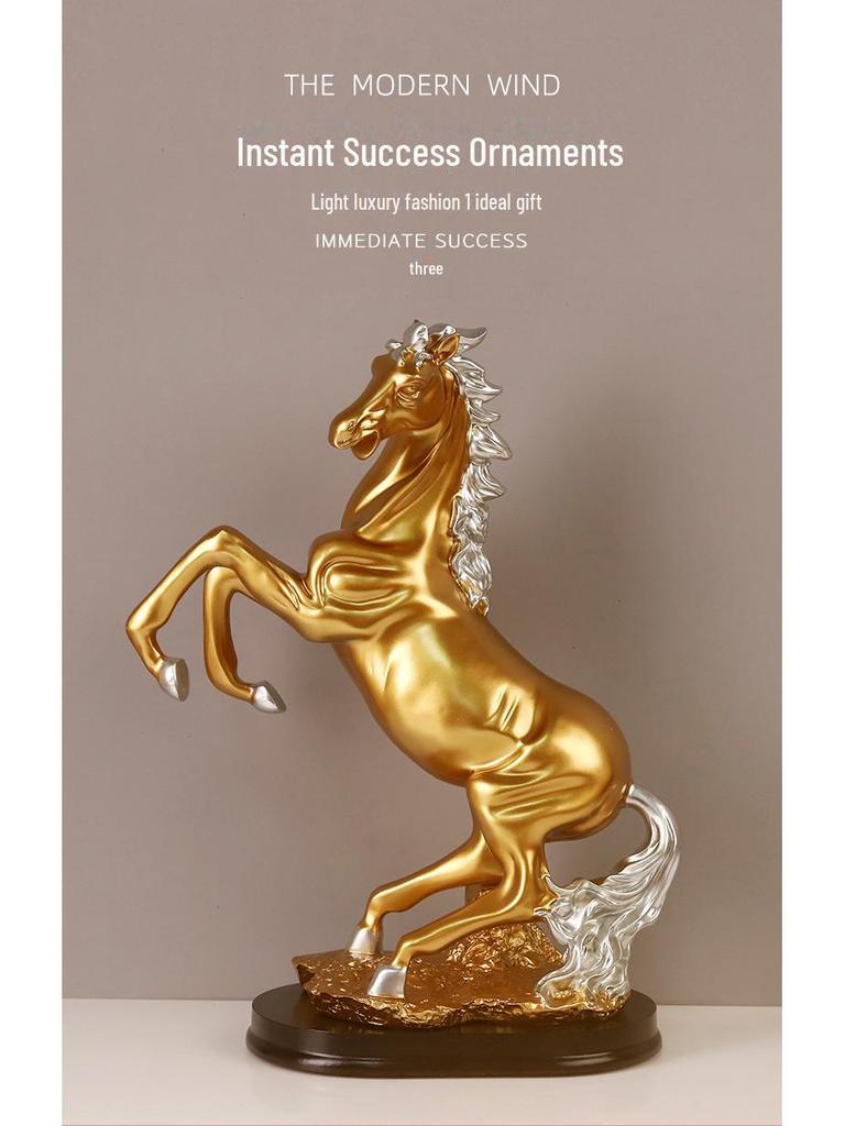 Golden Horse Ornaments: Achieve Success with Modern Home Office Decorations for Instant Wealth.