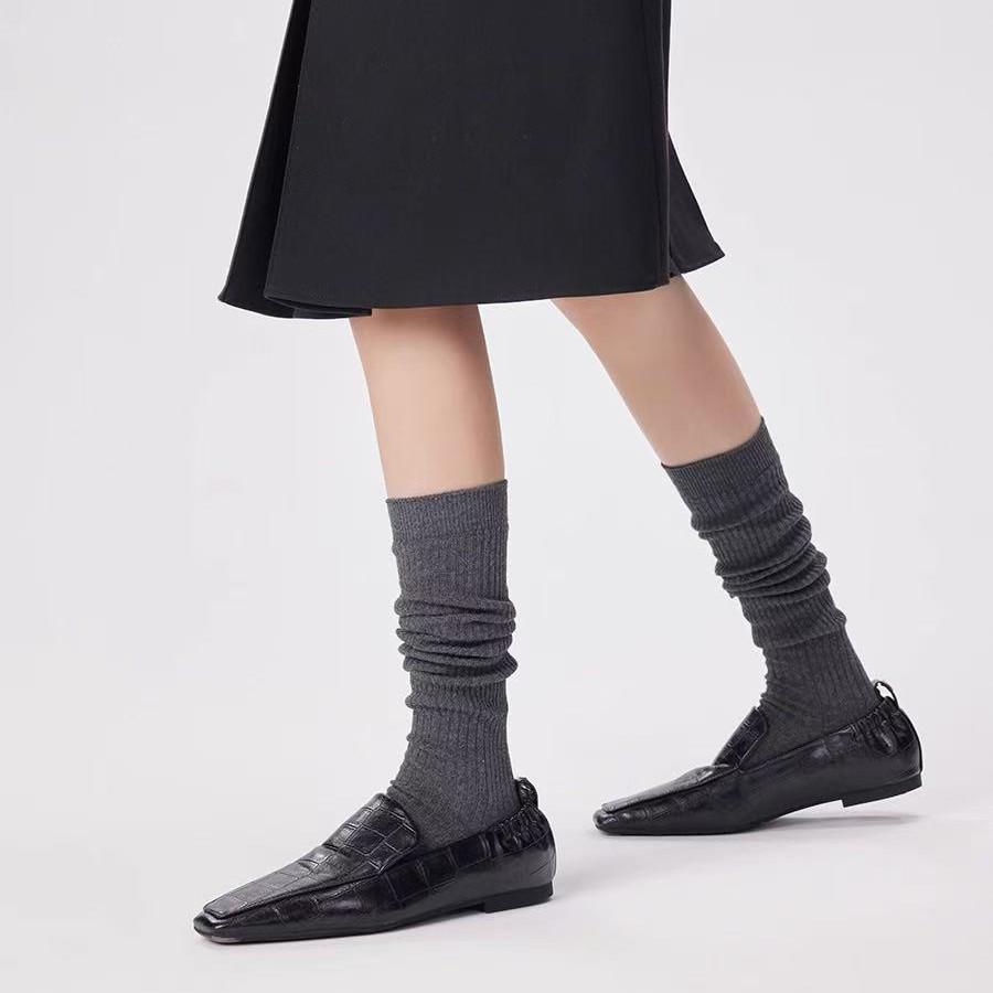 Women's Over-the-Knee Ballet Style Double Needle Calf Socks - Autumn/Winter Korean Style Mary Jane Pure Desire.