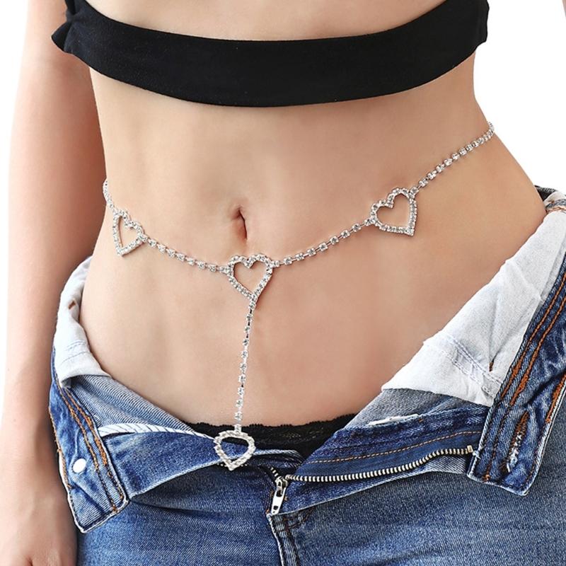 Delicate Rhinestone Dangle Waist Chain Alloy Shinning Body Chains Summer Body Jewelry Accessories for Women and Girls