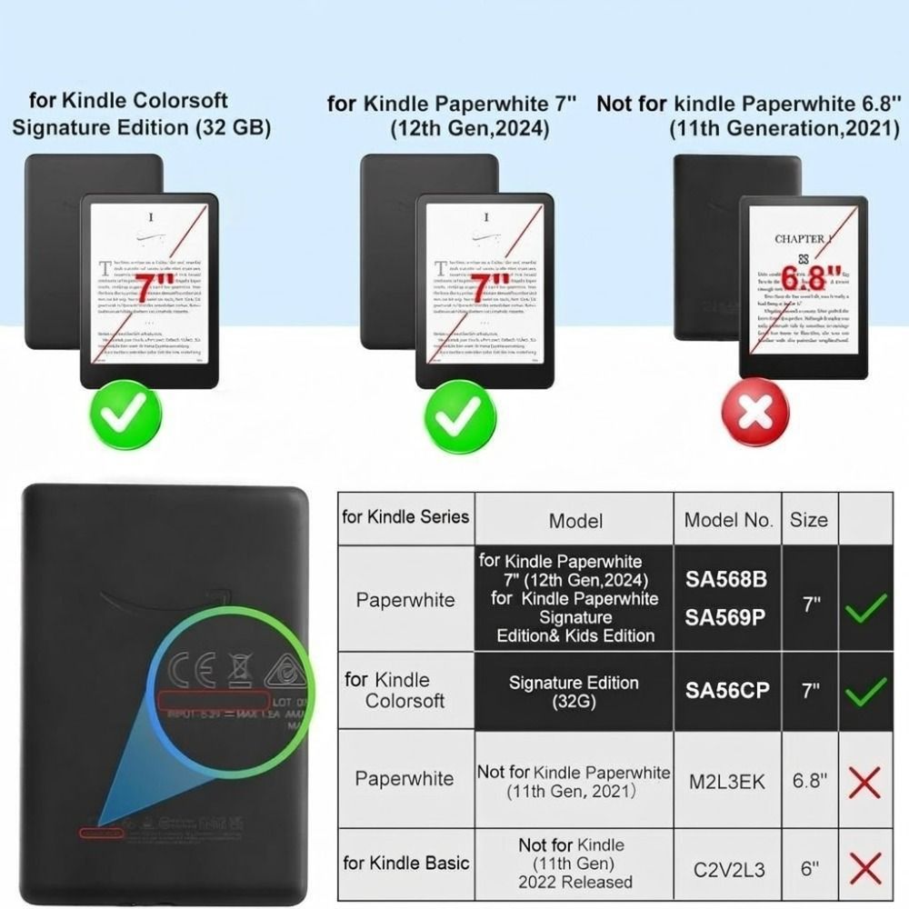 Auto Wake/Sleep Protective Case Magnetic Wear Resistant e-Reader Shell for Kindle Paperwhite 2026 (12th Gen) 7 Inch Colorsoft