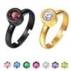 Runde Edelstahl-Steinringe Manschette für Frau Mann Verstellbar DIY 7 Stück Steine Wechselbar Unisex BFF Liebhaber Paar Schmuck