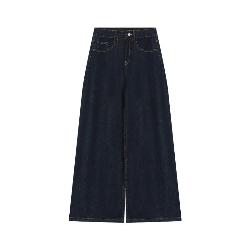 American Dark Blue Wide-leg Jeans Women's Spring and Autumn 2025 New High-waisted Loose Drape Pants Early Spring