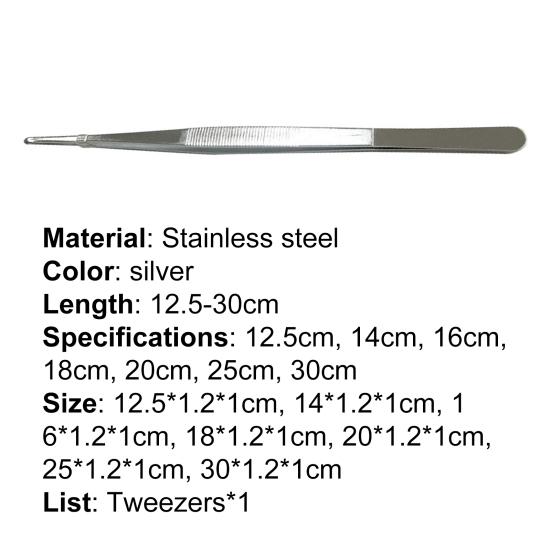 12.5-30cm Pincett Förtjockad Halkfri Livsmedelsgodkänd Rostfri Stål Multifunktionell Pincett Klämma för Små Saker