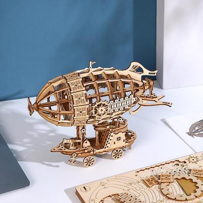 Handmade 3D Wooden Airship Puzzle Toy for Kids