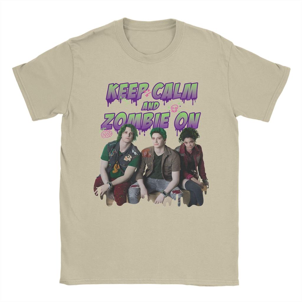 Men Women Zombies 2 Keep Calm and Zombie On T Shirt  100% Cotton Clothing Awesome Short Sleeve Round Collar Tees Printed T-Shirt