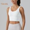 Yoga Vest Bra with Fixed Breast Pads Deep V Back Design Sport Vest Solid Color Shockproof Bra Top Running Fitness Camisole