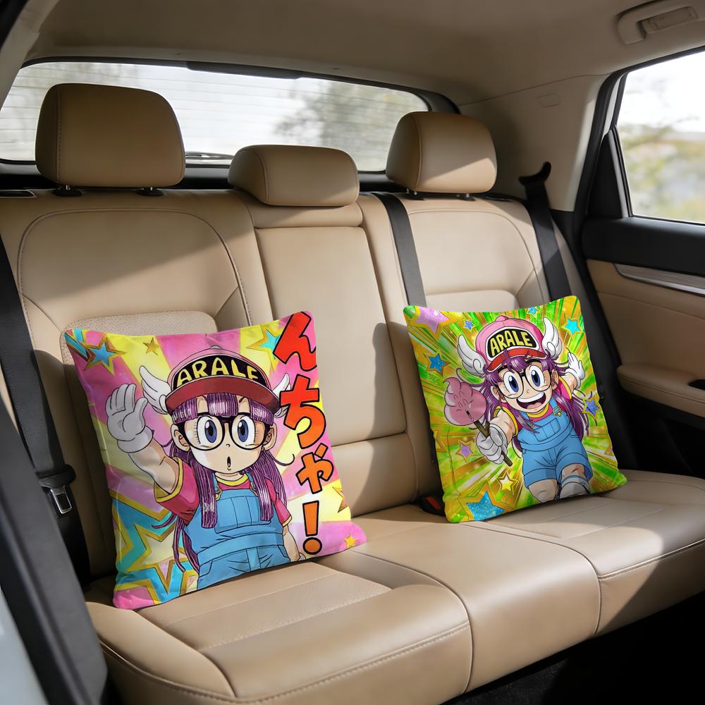 Cartoon Dr SSlump Arale Cushion Cover Short Plush Pillowcase for Bed Sofa Carwashable
