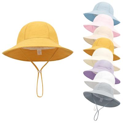 Chapeau de Pêcheur Bébé en Coton Ajustable Nouveau Respirant Protection Solaire UV Imprimé Floral Dessin Animé Enfant 1-3 Ans