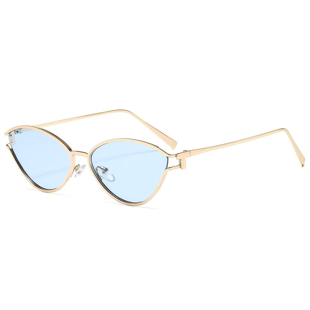 Stylish Metal Hinge Full Frame Triangle Sunglasses with Hollowed-out Design for Travel