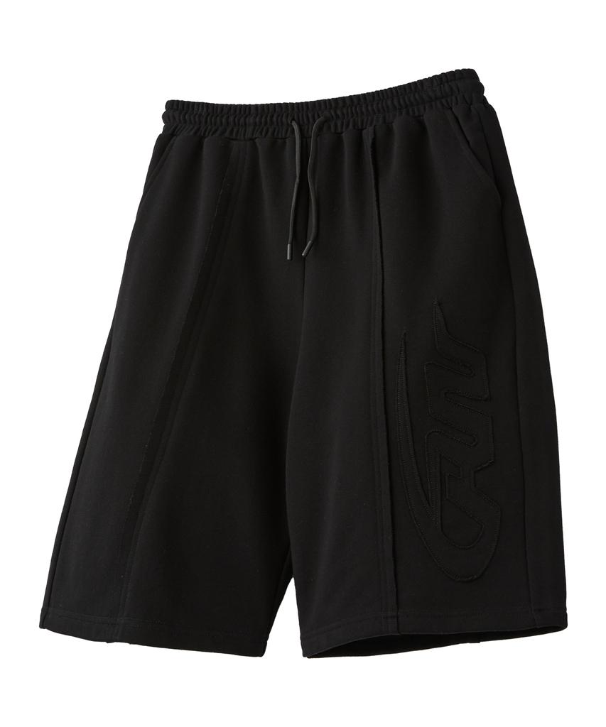 RAIMENT Big Patch Bermuda Wide Elastic Sweatpants_Black