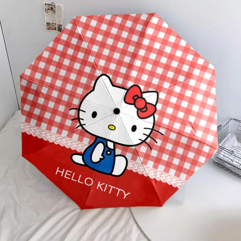 Hello Kitty  pattern, automatic folding umbrella, portable and foldable design, 8 ribs, a Christmas or birthday gift.