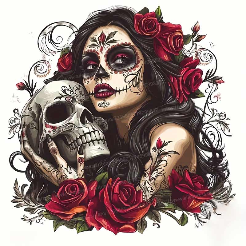 

Sugar Skull Female Skeleton Car Sticker Waterproof Vinyl Decal on Bumper Rear Window Laptop Decal For Car Accessories SH879 A-10cm Longest Side