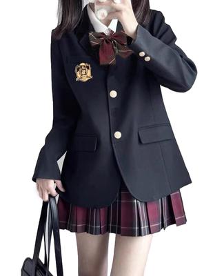 QOOLY JK Uniform Plus High School Girl Schulgröße M 5-teiliges Set, Größe, Uniform, Frühling, Herbst, Winter, Kostüm, Cosplay, Schwarz,