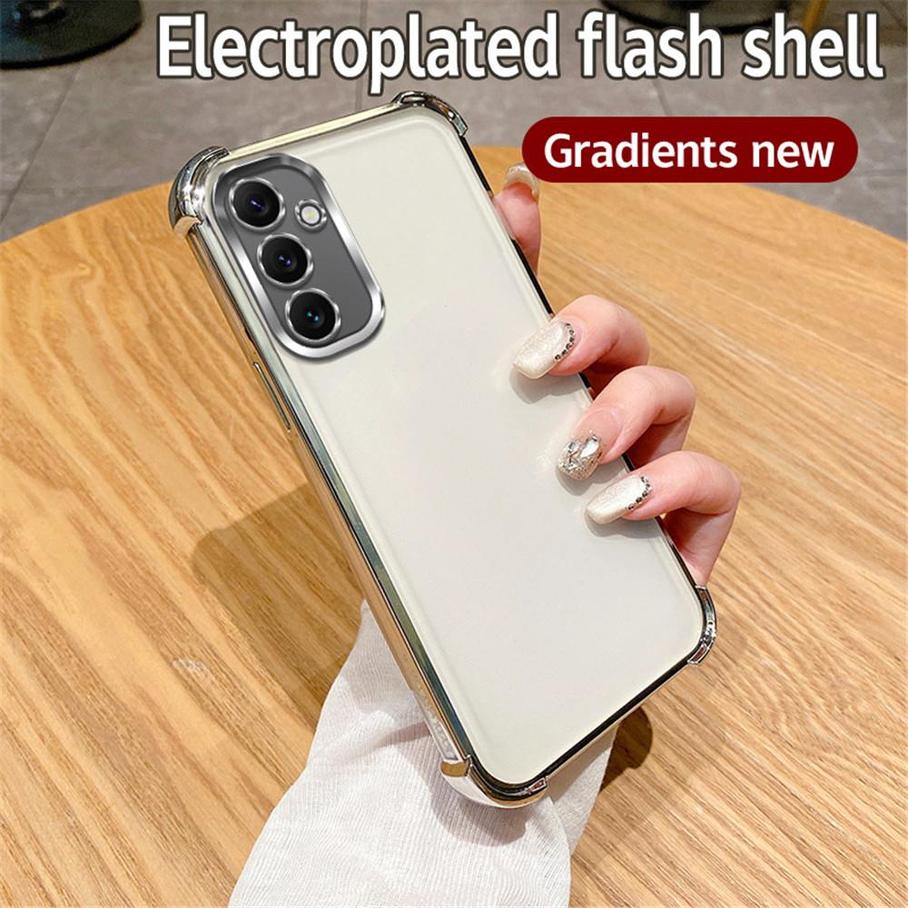 Gradient Glitter Plating Clear Phone Case For Samsung A15 A25 A35 A55 A54 A34 A14 A24 A13 A53 A23 A33 A32 A52 Shockproof Cover